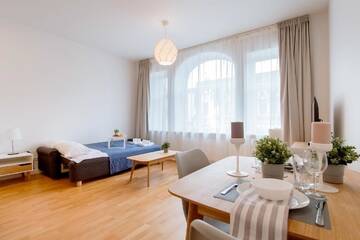 Фото номера Номер-студио Делюкс с кроватью размера &quot;queen-size&quot; Апартаменты Residential Barona Apartments in Riga Centre г. Рига 15