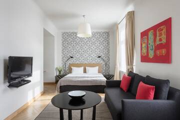 Фото номера Однокомнатные апартаменты с двуспальной кроватью Отель Neiburgs Hotel г. Рига 5